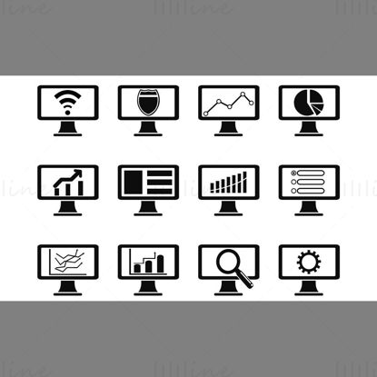 Computer equipment monitor element vector icon PPT format