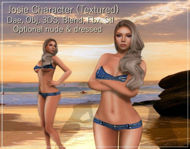 Josie female character Low-polygon 3D model