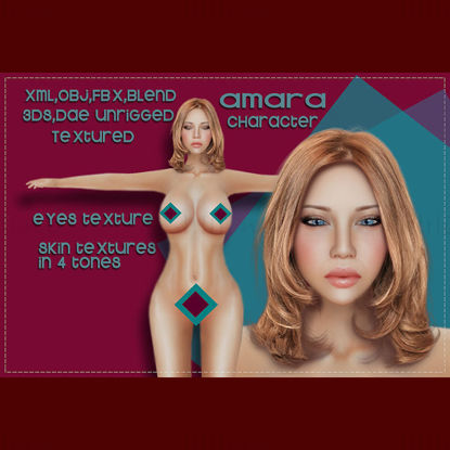 Amara karakter Alacsony sokszögű 3D modell