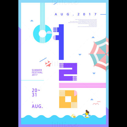 Korean style summer festival posters template