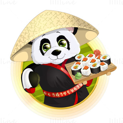 The kungfu Panda holding sushi illustration