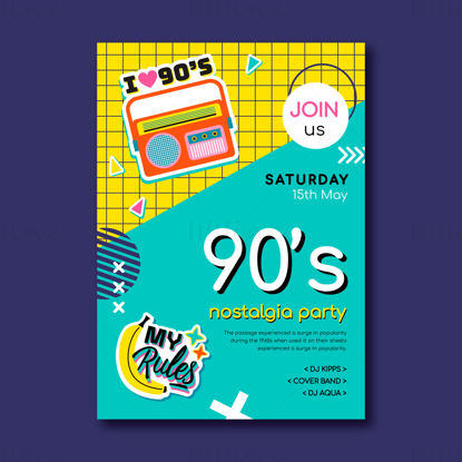 Nostalgic party invitation poster flyer vector