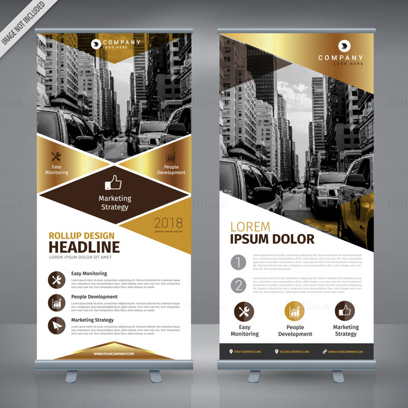 Commercial geometric exhibition roll up banner vector