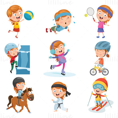 Children sports vector illustration