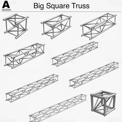 Kolekce 3D modelů Big Square Truss – modulární 10 KS