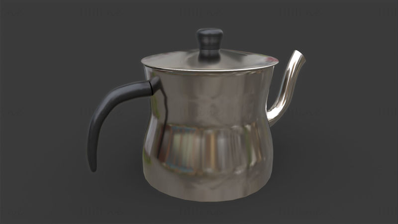 Steel teapot 3d model