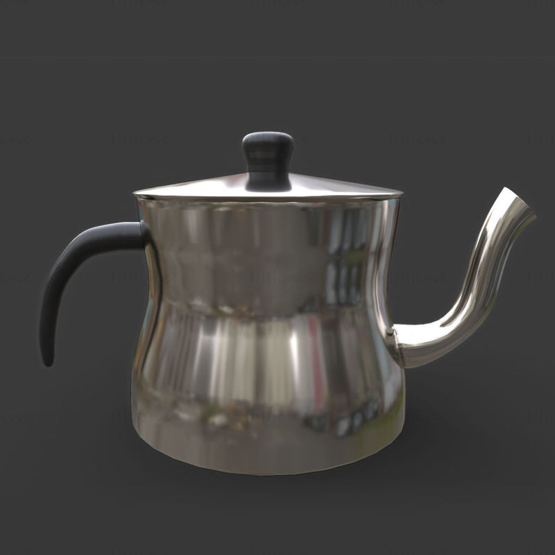 Steel teapot 3d model