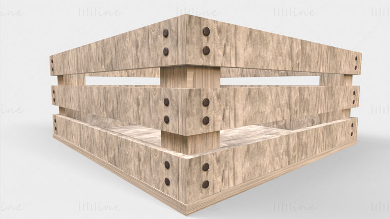 Wooden pallet crate Low-polygon 3D model