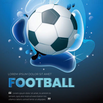 Blue football sports poster template vector