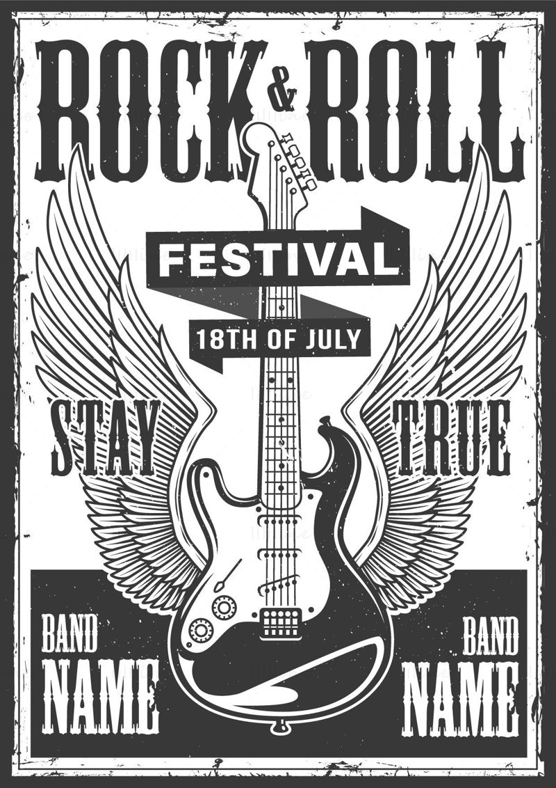 Plantilla de póster del festival de rock & roll