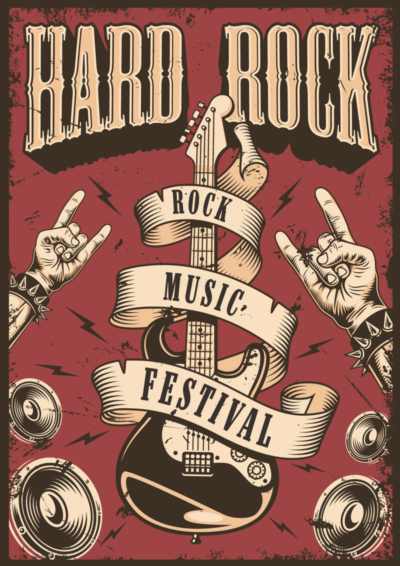 Hard rock music festival poster template