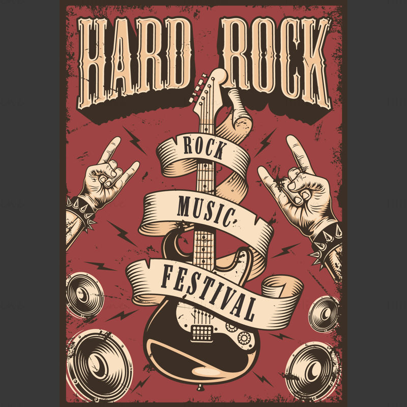 Hard rock music festival poster template