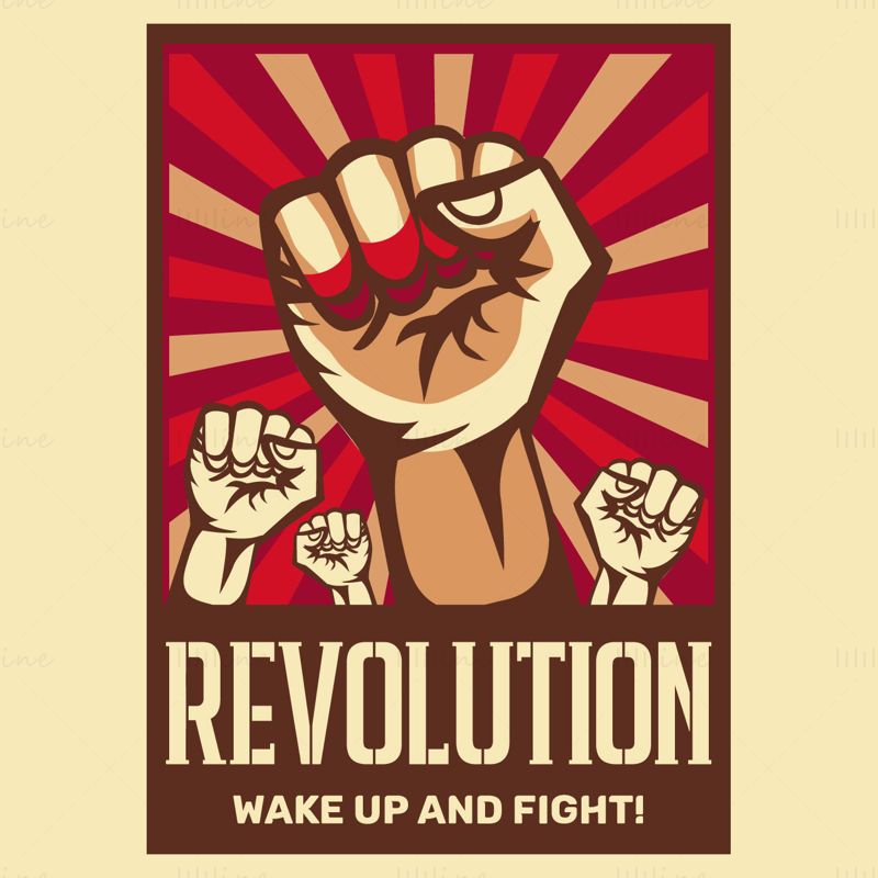 Revolutie wakker strijd poster sjabloon