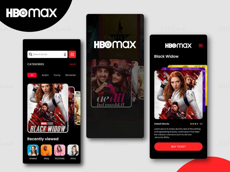 HBO Max Movie Ticket APP UI UX Design