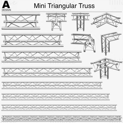 Mini Triangular Truss 3D Model Collection - 14 PCS Modular