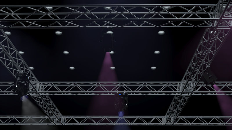 نموذج ثلاثي الأبعاد لأضواء مسرح تروس مربعة كبيرة
