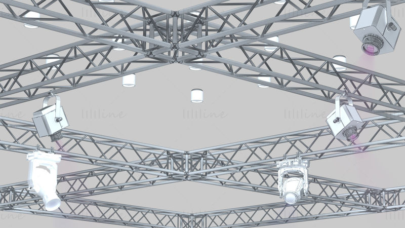 Büyük Kare Kafes-Sahne Işıkları 3D Model