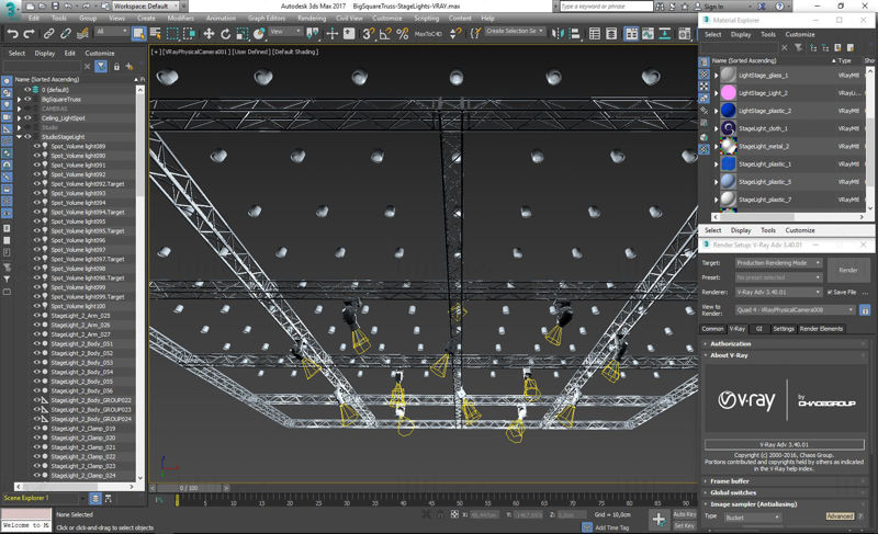 Big Square Truss-Stage Lights 3D Model