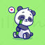 Panda din desene animate care mănâncă vector de bambus