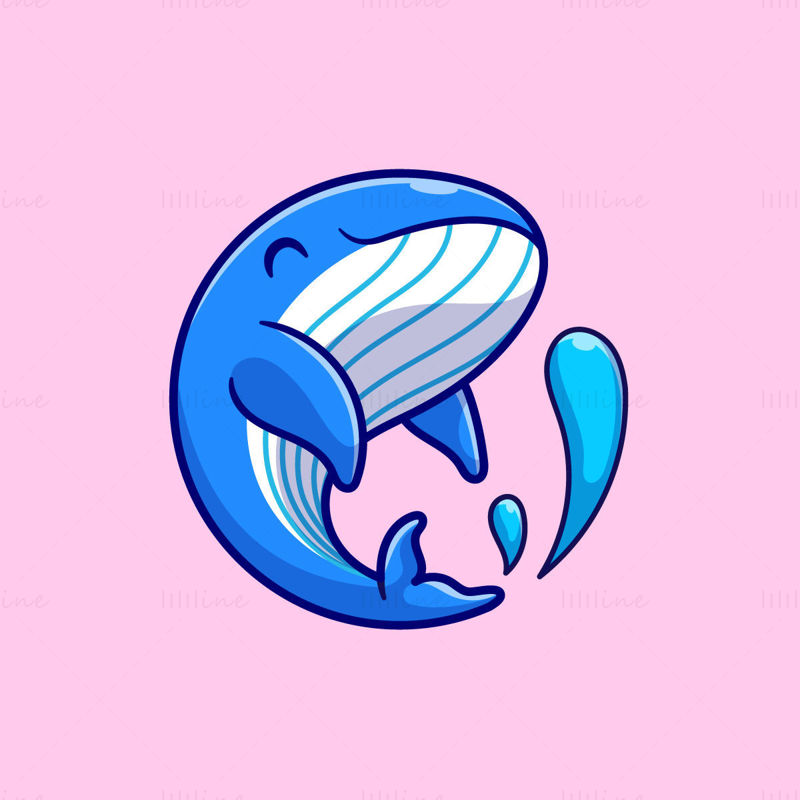 Vecteur de baleine de dessin animé