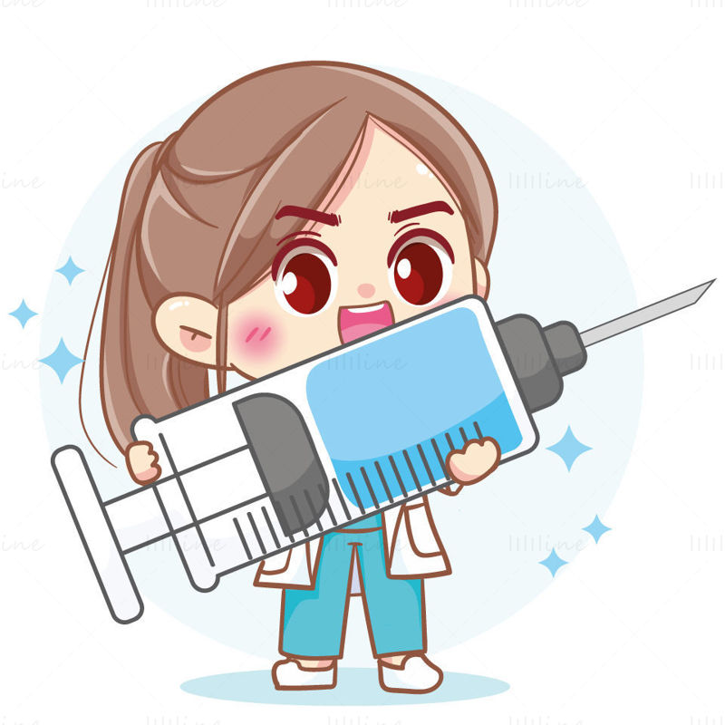 Cartoon nurse holding a syringe vector