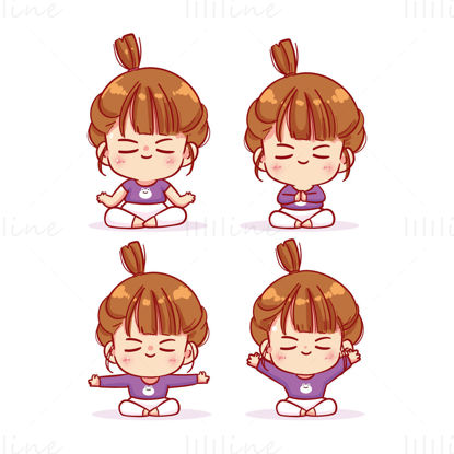 Cartoon meditating girl vector
