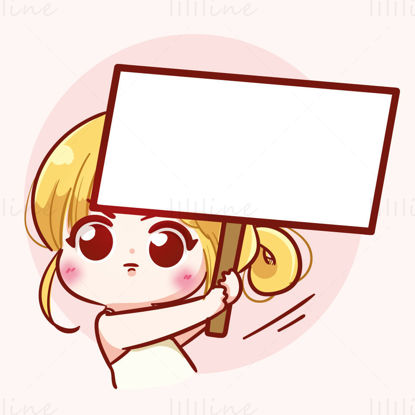 Cartoon girl holding a dialog box vector