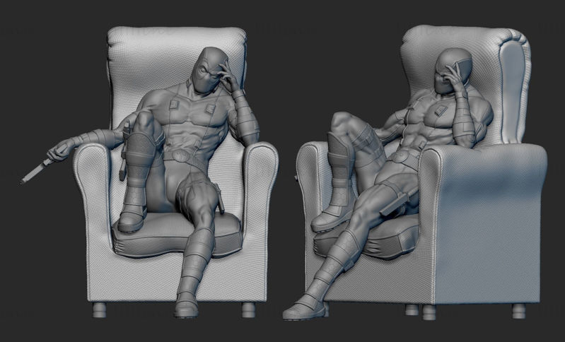 Deadpool Estatua Modelo 3D Listo para Imprimir Formato STL