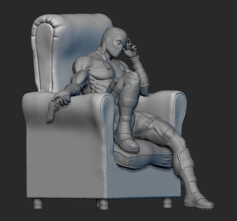 Deadpool Statue 3D Model Ready to Print STL Format