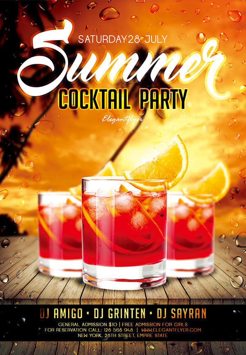 Summer cocktail party poster templates