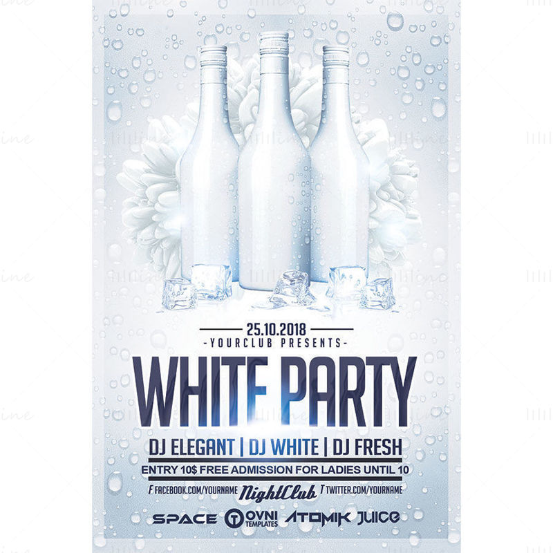 Pure white party creative posters template