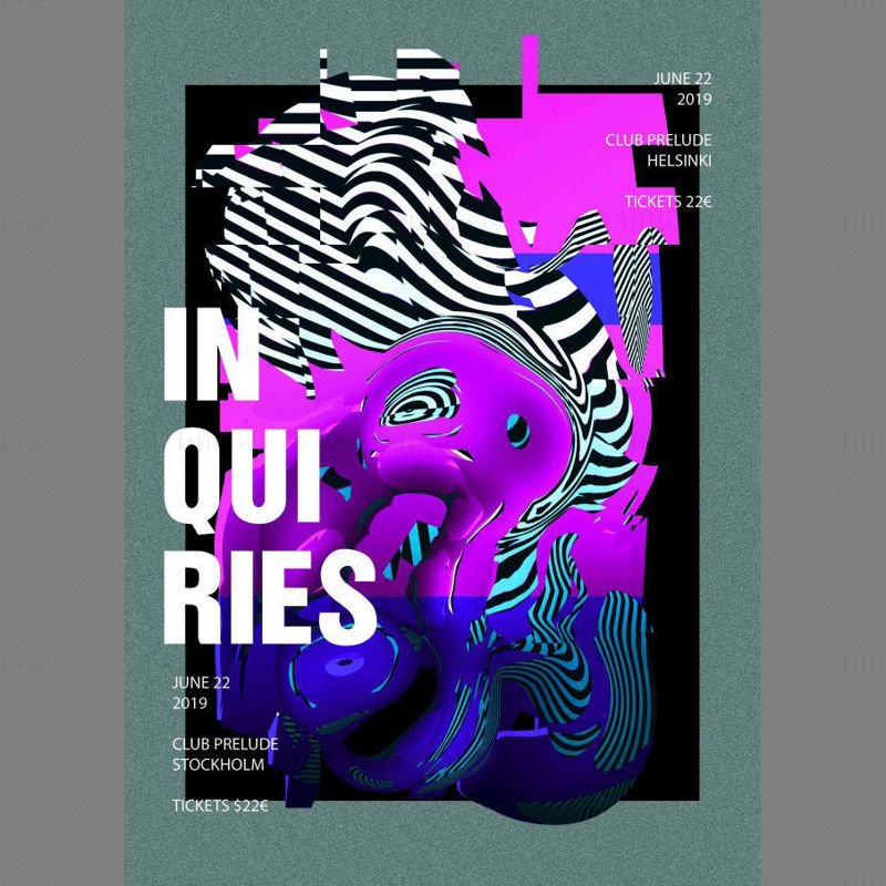 Abstract poster template, creative deformation geometry