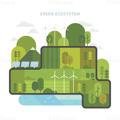 Landscape green ecosystem illustration vector