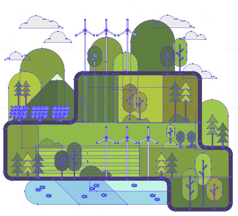 Landscape green ecosystem illustration vector