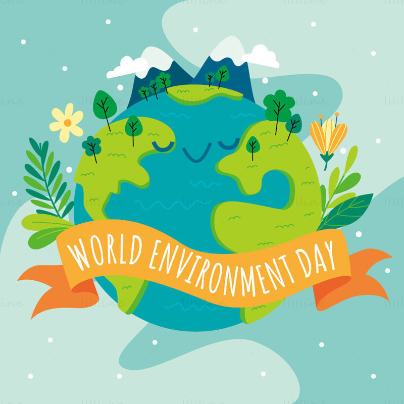 Cute earth world enviroment day vector