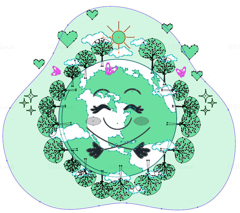 Environmental protection cartoon green earth vector