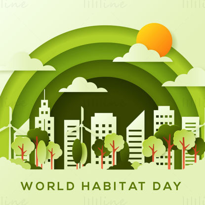 World habitat day, environmental protection vector