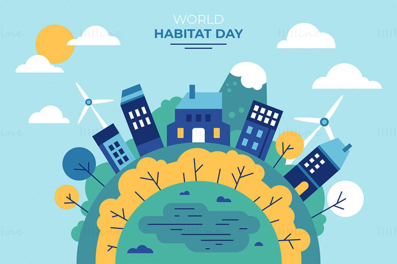 Cartoon painting world habitat day vector