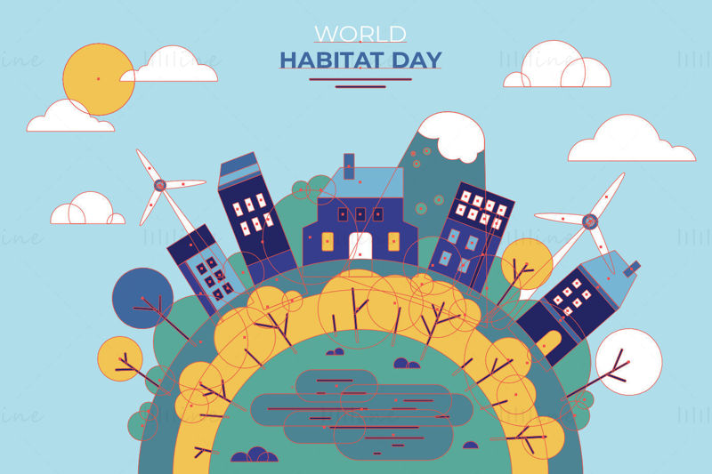 Cartoon painting world habitat day vector