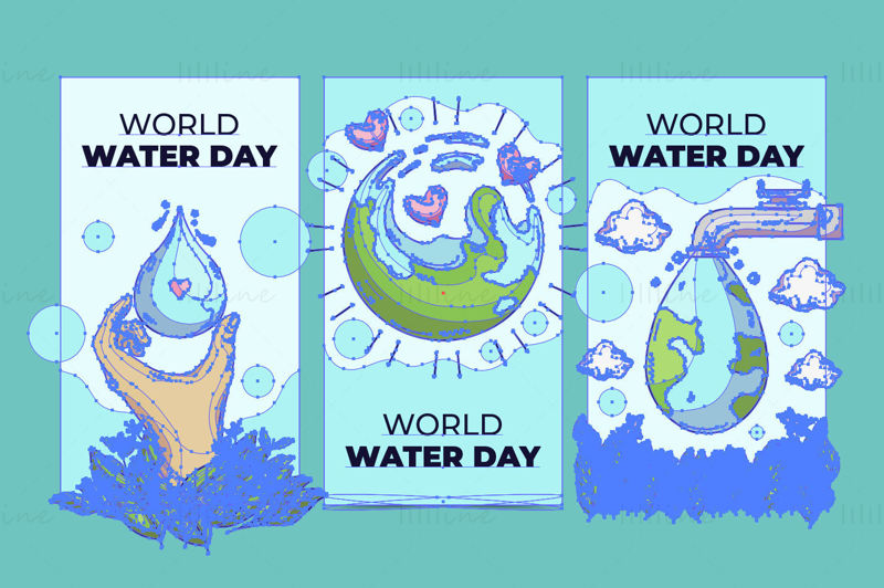 World water day cartoon poster vector