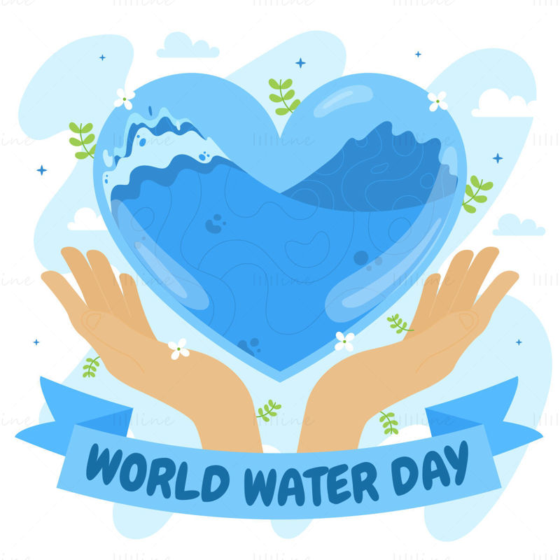 Heart shape water, world water day vector