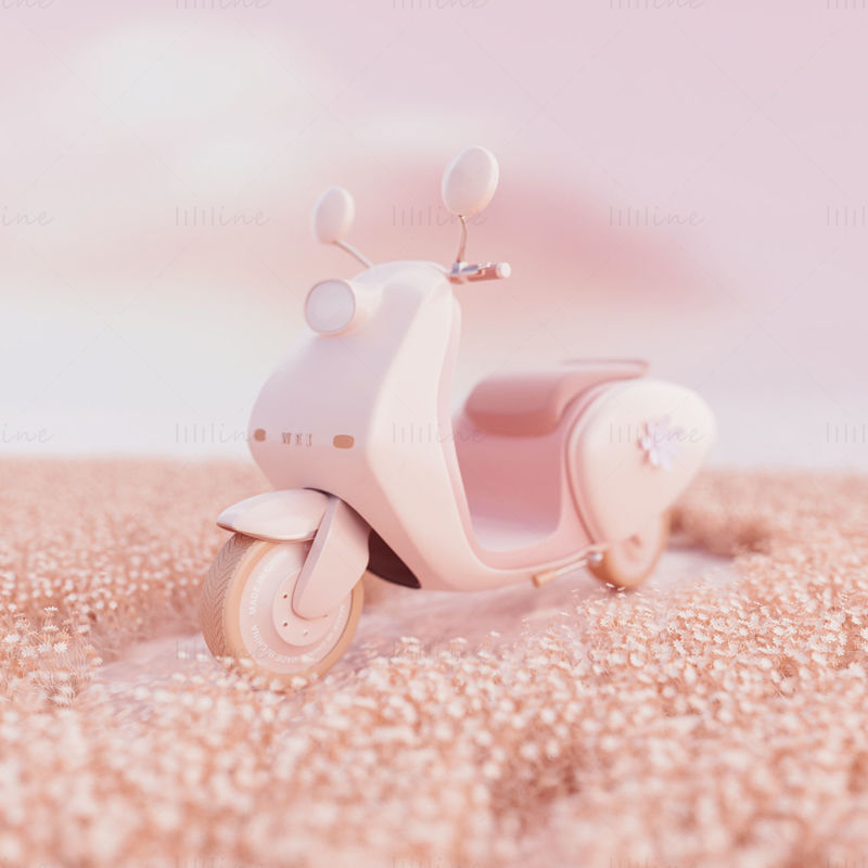 Pink Electric Motorcycle 3D Model Scene