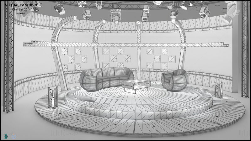 Sanal TV Stüdyosu Sohbeti 3D Modeller Set 20