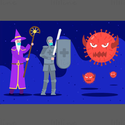 Covid-19 pneumonia creative theme illustration