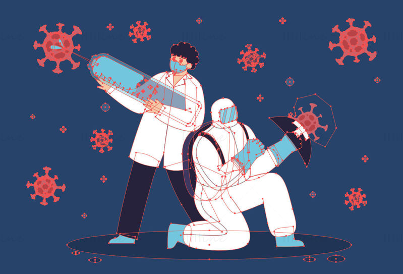 Doctors fighting against  covid-19 illustration