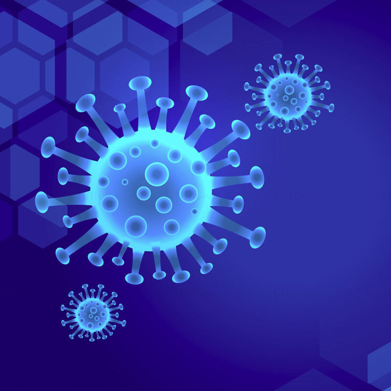 Blue COVID-19 virus illustration vector