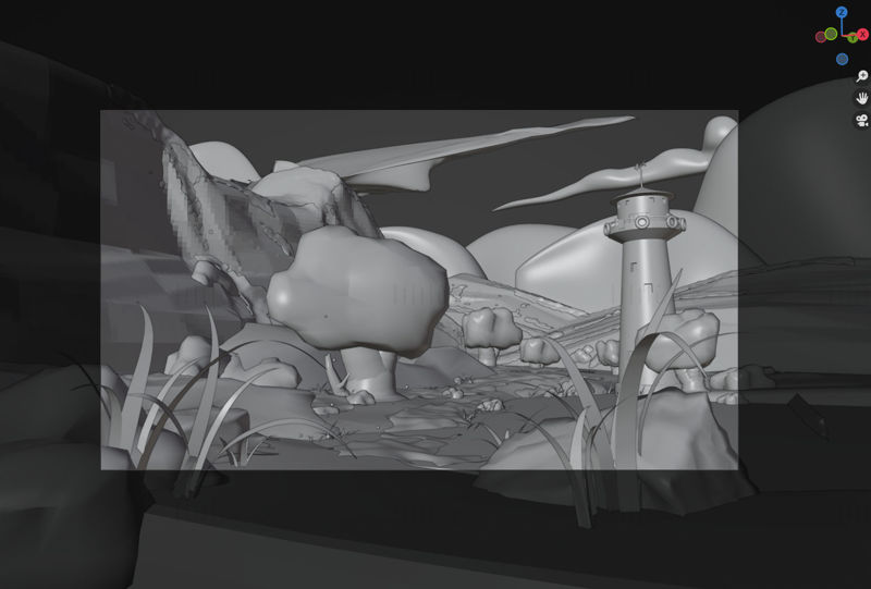 Escena 3D estilo Ghibli