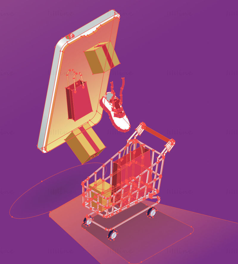E-commerce shopping cart vector