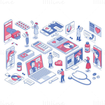 Isometric view medical element vector