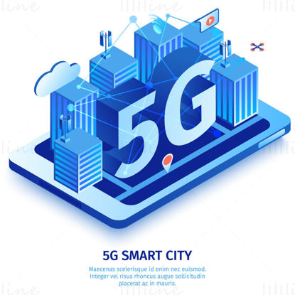 Blue 5G smarty city, vector